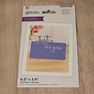 Gemini By Crafters Companion Expressions Papercraft Die "Just For You" 6.2x3.6"